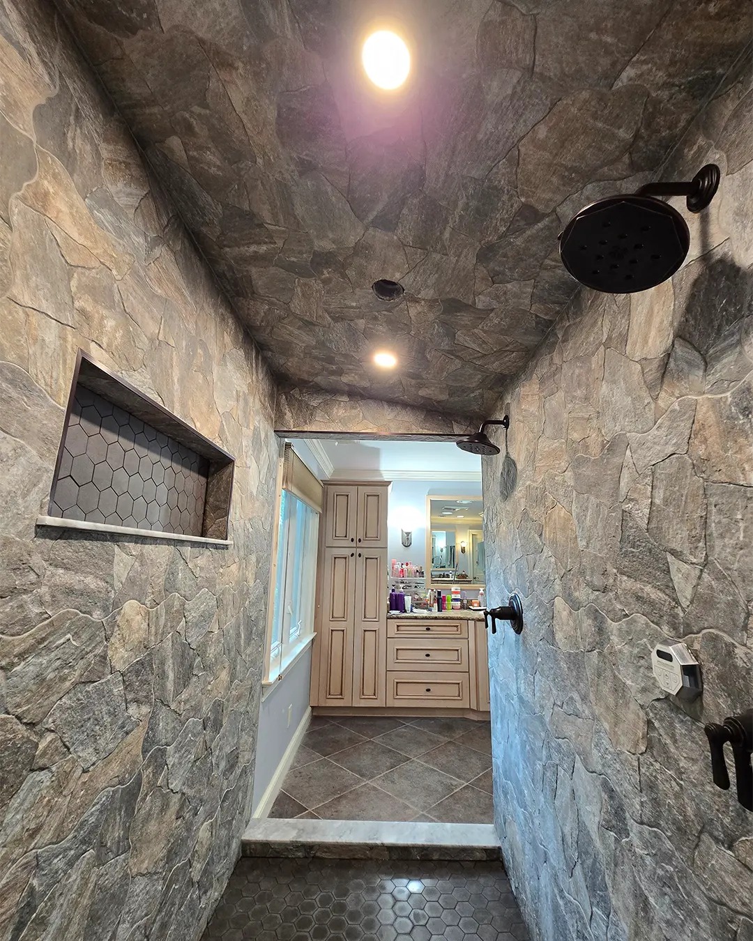 Stone Walk-In Shower