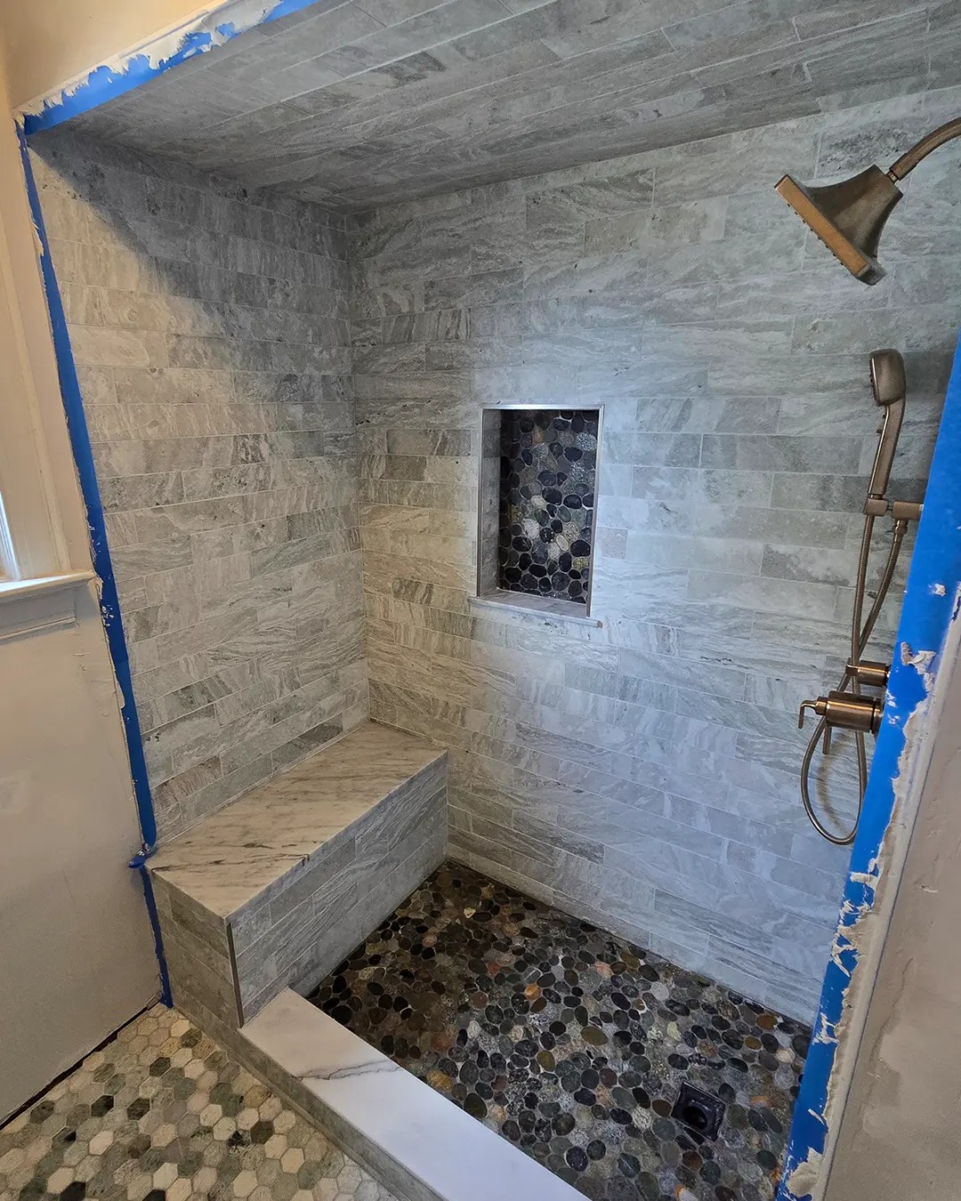 Marble & Pebble Shower Build