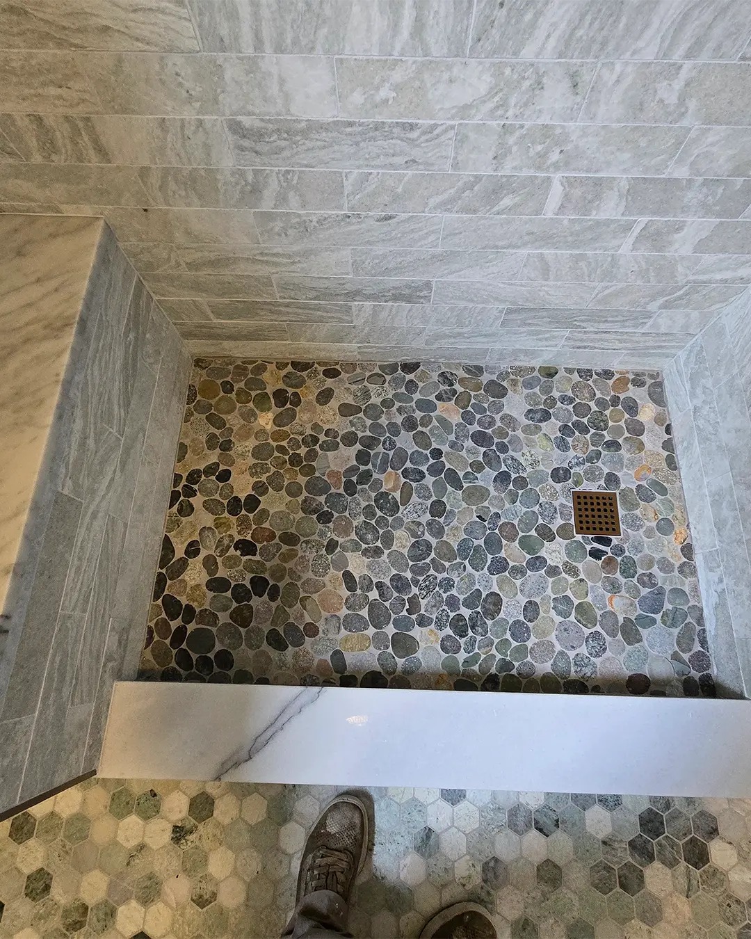 Pebble Shower Pan Detail